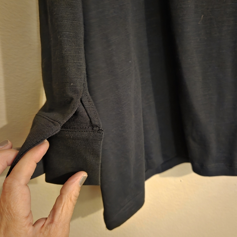 MERSEA NWT Amelia Cuff Tee Black Slub Cotton Vneck Minimalist Blouse Women's OS - Picture 6 of 14